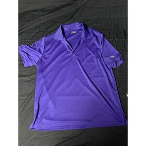IZOD Advantage Performance Polo Shirt Mens Large Purple Waffle Knit Golf Top